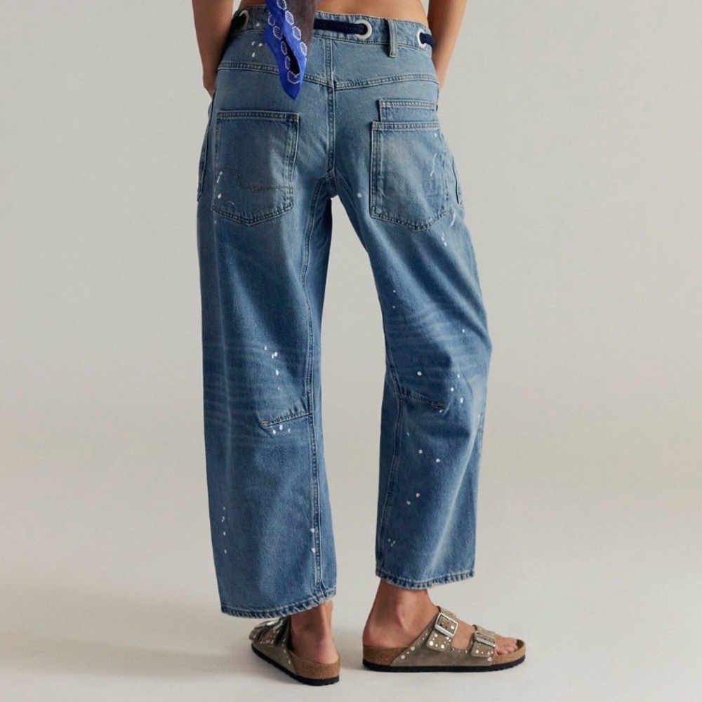 WE THE FREE by Free People: “Moxie” Low Slung Pull-On Barrel Jeans NWT - Picture 2 of 12